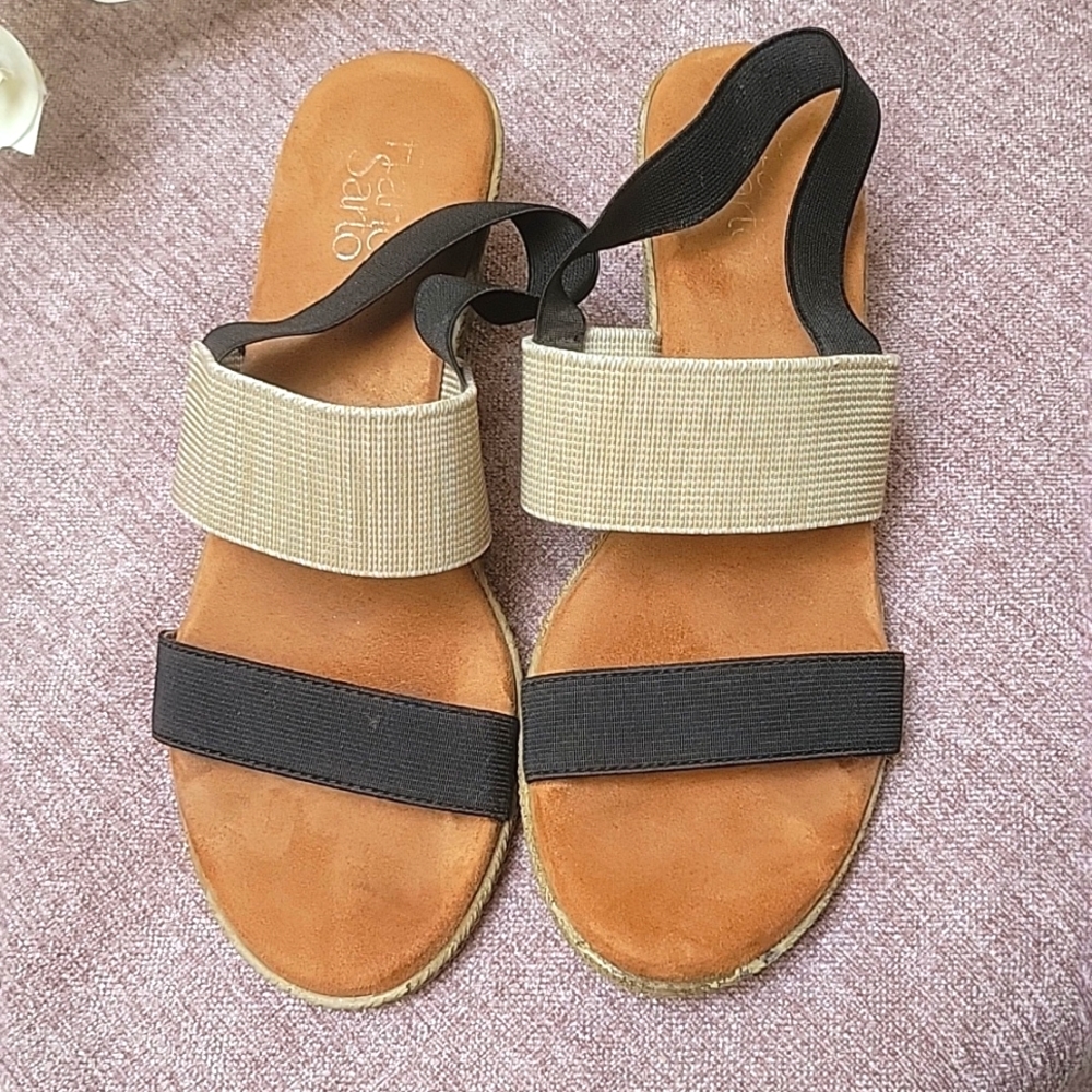 Franco Sarto Canvas/Elastic Strap Sandals Sz 9